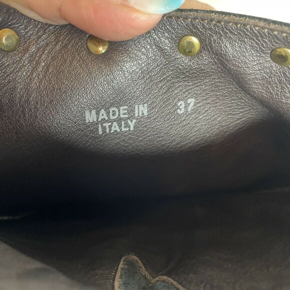 Golden Goose Deluxe Black Studded Buckle Strap Knee High Riding Boots Size 37 - Picture 12 of 12